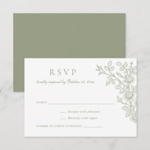 Élégante carte de réponse de mariage floral vert s