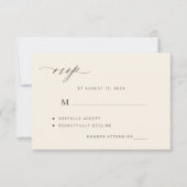 Élégante carte de réponse de mariage simple noire (Devant)