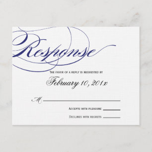 Élégante carte de réponse de script - Marine