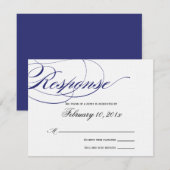 Élégante carte de réponse de script - Marine (Devant / Derrière)