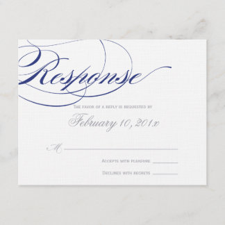 Élégante carte de réponse de script - Marine