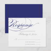 Élégante carte de réponse de script - Marine (Devant / Derrière)