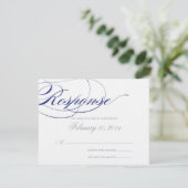 Élégante carte de réponse de script - Marine (Debout devant)