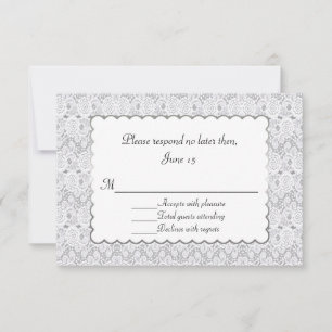 Élégante carte de réponse du Mariage de dentelle b