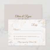 Élégante carte de réponse en beige floral (Devant / Derrière)