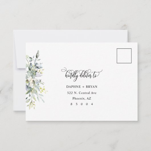 Élégante carte de réponse Feuille verte 4 choix de (Dos)