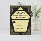 Élégante carte de réponse Gothique Noir et Or (Debout devant)