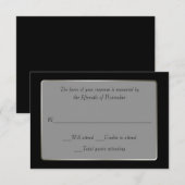 Élégante carte de réponse Mariage Black & Silver (Devant / Derrière)