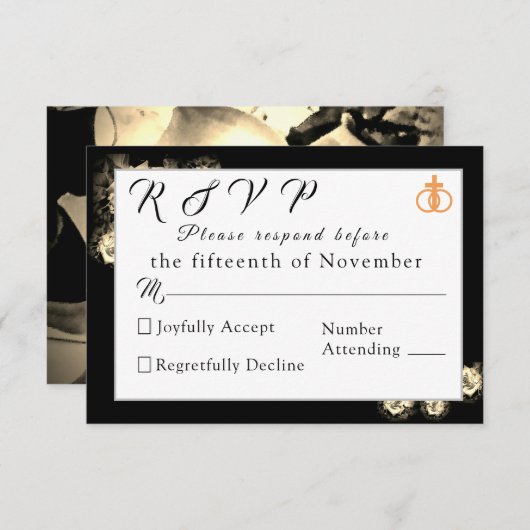 Élégante carte de réponse Mariage catholique Rose (Devant / Derrière)