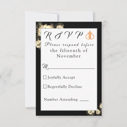 Élégante carte de réponse Mariage catholique Rose (Devant)