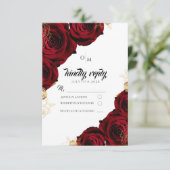 Élégante carte de réponse Mariage de Roses rouges (Debout devant)