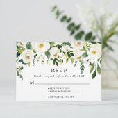 Elégante carte de réponse Mariage de verdure Roses (Debout devant)