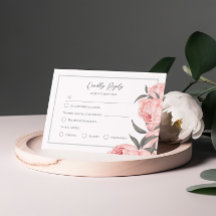 Élégante carte de réponse Mariage Floral Pink Peon