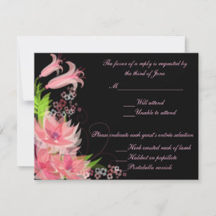 Élégante carte de réponse Mariage rose romantique