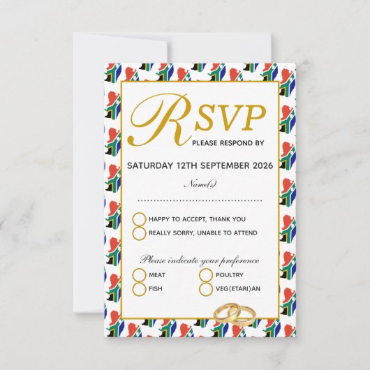Elégante carte de réponse RSVP de mariage en AFRIQ (Devant)