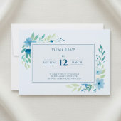 Elégante carte de réponse RSVP Floral Blue Waterco