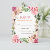Élégante carte de réponse RSVP subtile rose chic r (Debout devant)