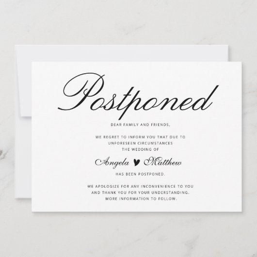 Élégante Carte de report de mariage (Devant)