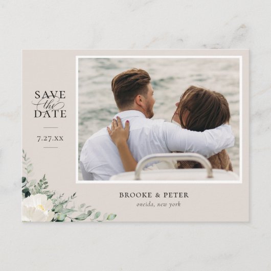 Élégante carte de sauvegarde à date Botanique Rose (Devant)