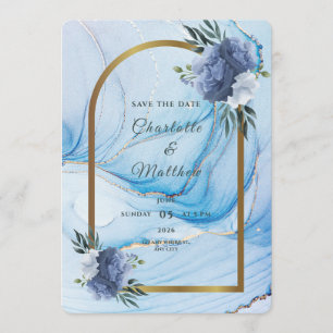 Élégante carte de sauvegarde de date de mariage bl