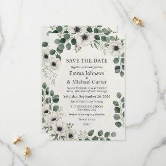 Élégante carte de sauvegarde de mariage à l'aquare
