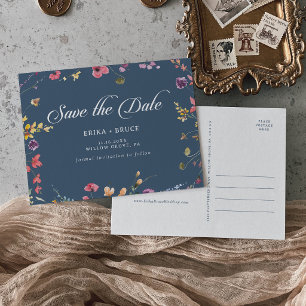 Élégante carte de sauvegarde de mariage floral bot