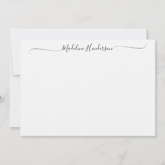 Élégante carte de script noir blanc élégant (Devant)