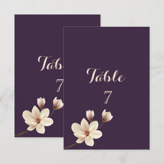 Elégante carte de table chic Magnolia (Devant / Derrière)