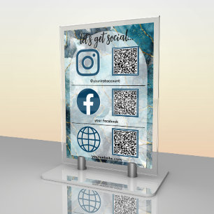 Élégante carte de table de code QR de signe de méd