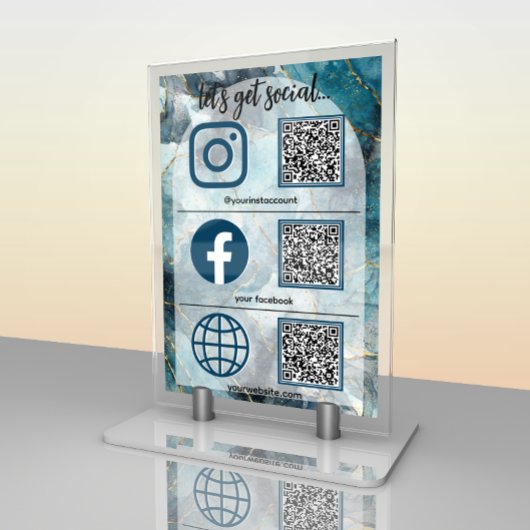 Élégante carte de table de code QR de signe de méd