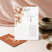 Elégante carte de table de mariage Boho