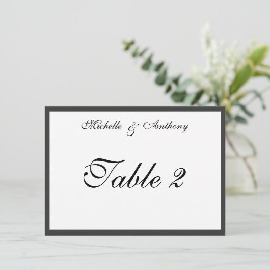 Élégante carte de table de réception à la frontièr (Debout devant)