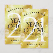 Élégante carte de table du 21e anniversaire du Mar (Devant / Derrière)