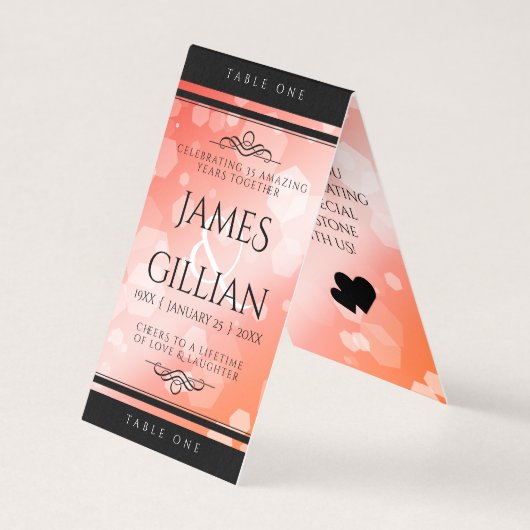 Elégante carte de table du 35e anniversaire du Mar (Front)