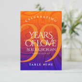 Élégante carte de table du 39e anniversaire du Mar (Debout devant)