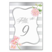 Elégante carte de table en argent rose Hydrangea (Dos)
