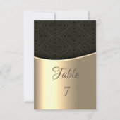 Élégante carte de table en damas noir or (Devant)