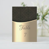 Élégante carte de table en damas noir or (Debout devant)