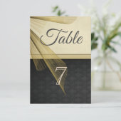 Élégante Carte de Table en Damassé Noir de Style (Debout devant)