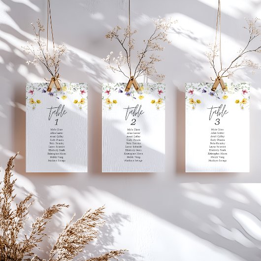 Elégante carte de table Mariage Boho floral