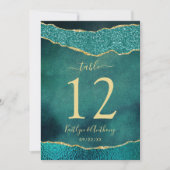 Elégante carte de table Mariage d'âge Turquoise & (Devant)