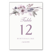 Élégante carte de table Mariage floral d'hiver vio (Dos)
