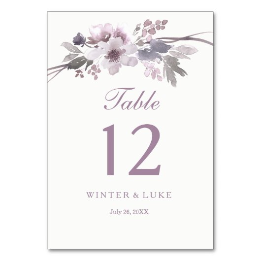 Élégante carte de table Mariage floral d'hiver vio (Par défaut)