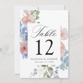 Elégante carte de table Mariage floral romantique (Devant)