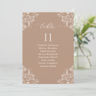 Élégante carte de tableau de sièges de mariage tau