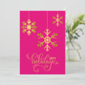 Élégante carte de vacances à plat Pink and Gold Sn (Debout devant)