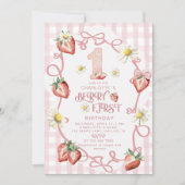 Elégante carte de vacances biFlat à la fraise aqua (Devant)