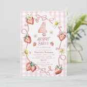 Elégante carte de vacances biFlat à la fraise aqua (Debout devant)