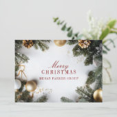 Elégante carte de vacances de Noël Pine Tree Busin (Debout devant)
