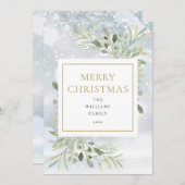 Élégante carte de vacances de Noël Snowflakes (Devant / Derrière)